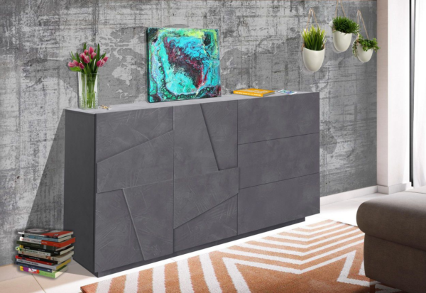Credenza Ping 140 - 2 ante/3 cassetti - Ardesia