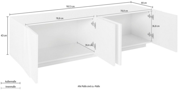 Mobile Porta TV Ping 160 - 4 ante - Ardesia - immagine 3