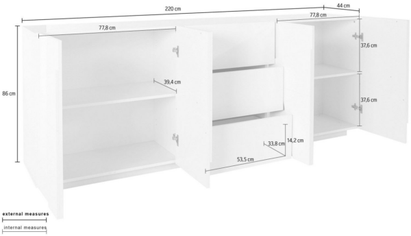 Credenza Ping 220 - 4 ante/3 cassetti - Cemento Bronx - immagine 3