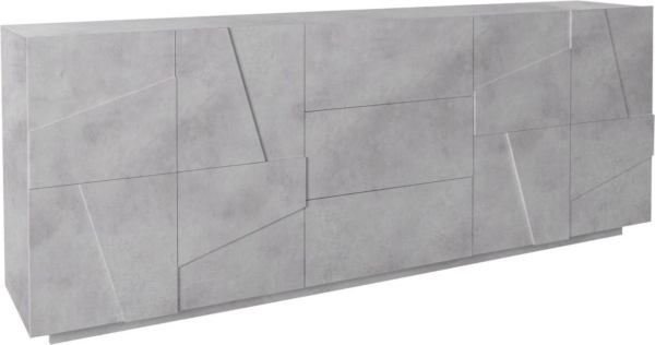 Credenza Ping 220 - 4 ante/3 cassetti - Cemento Bronx