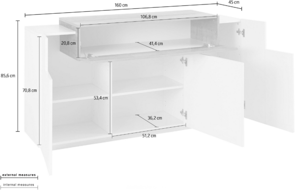 Credenza Coro Moderna 3 ante - Bianco Lucido e Report - immagine 4