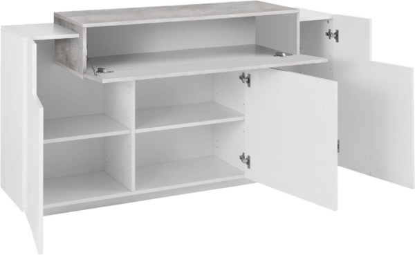 Credenza Coro Moderna 3 ante - Bianco Lucido e Cemento - immagine 4