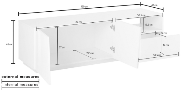 Mobile Porta TV Vega 150 - 2 ante - Bianco Lucido - immagine 3