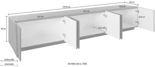 Mobile Porta TV Ping 240 - 6 ante - Bianco Lucido - immagine 3