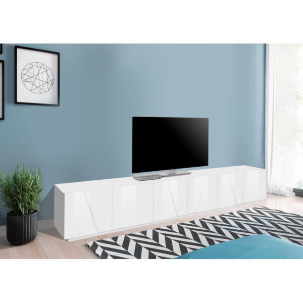 Mobile Porta TV Ping 240 - 6 ante - Bianco Lucido - immagine 4