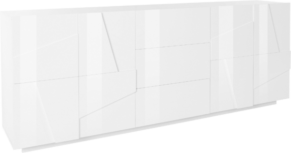 Credenza Ping 220 - 4 ante/3 cassetti - Bianco Lucido - immagine 4