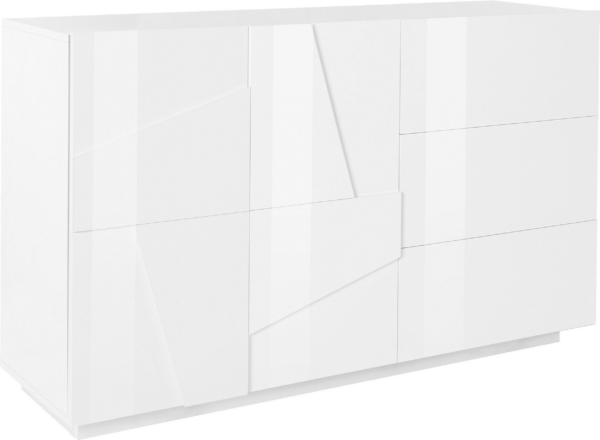 Credenza Ping 140 - 2 ante/3 cassetti - Bianco Lucido - immagine 4