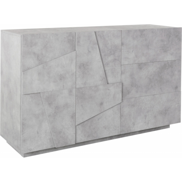 Credenza Ping 140 - 2 ante/3 cassetti - Cemento Bronx - immagine 4