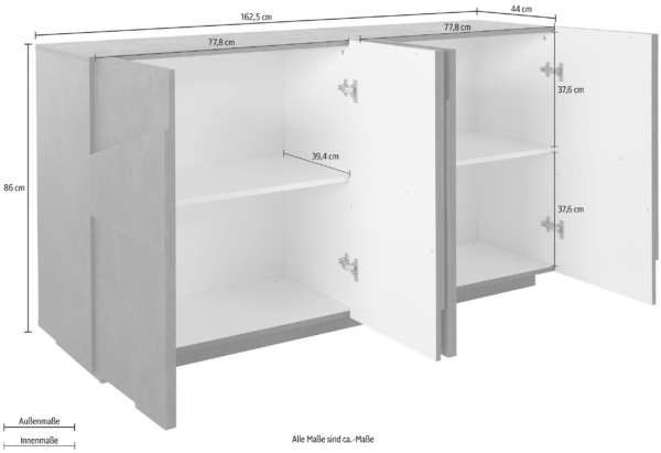 Credenza Ping 160 - 4 ante - Cemento Bronx - immagine 3