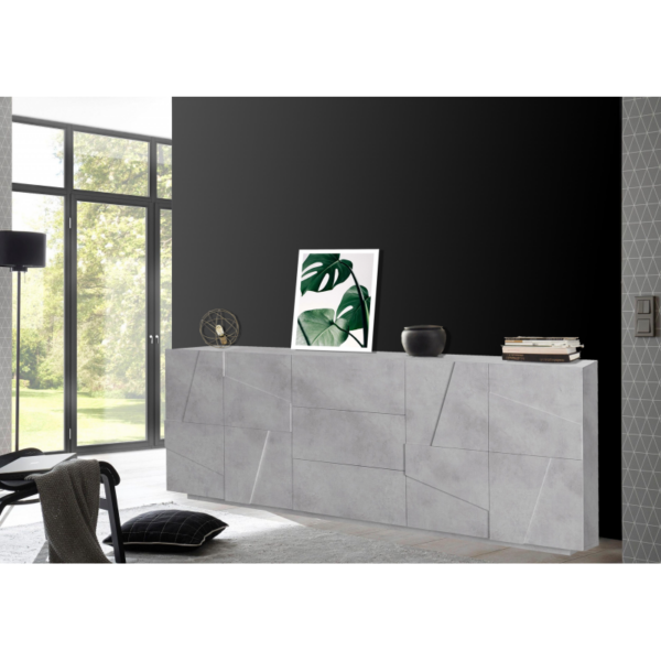 Credenza Ping 220 - 4 ante/3 cassetti - Cemento Bronx - immagine 4