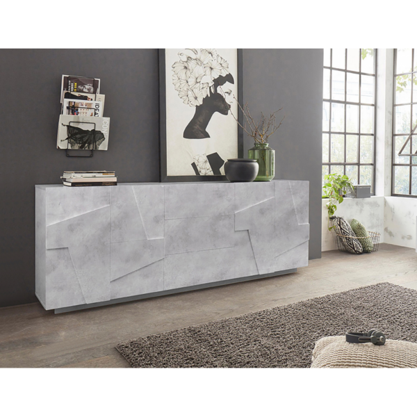 Credenza Ping 220 - 4 ante/3 cassetti - Cemento Bronx - immagine 5
