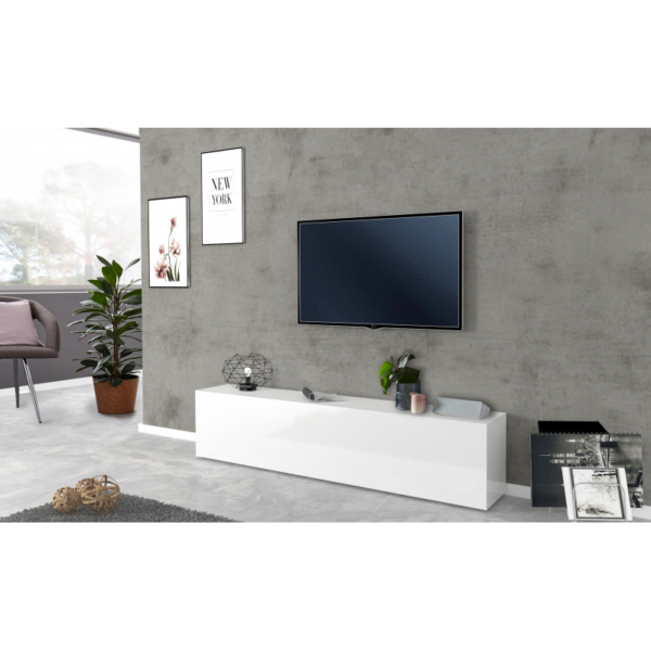 Mobile Porta TV Maruska - 1 anta a ribalta - 180x40x30 - Bianco Lucido