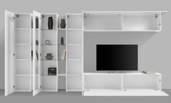 Parete soggiorno Maruska - 380x180x30 - Bianco Lucido - immagine 2