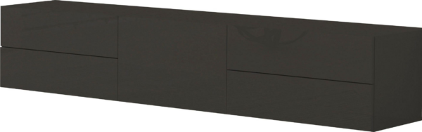 Mobile Porta TV Metis 170 con piedistallo in metallo nero - 1 anta + 4 cassetti - Antracite Lucido - immagine 4