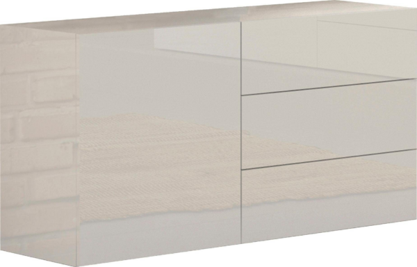 Credenza Metis 110 - 1 anta + 3 cassetti - Bianco Lucido - immagine 3