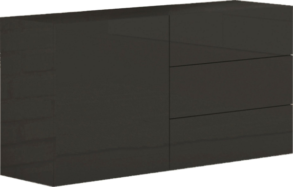 Credenza Metis 110 - 1 anta + 3 cassetti - Antracite Lucido - immagine 2