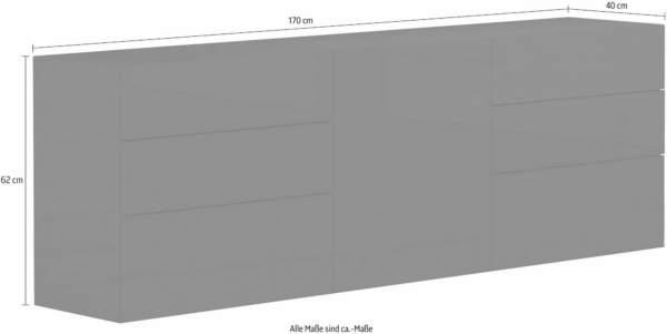 Credenza Metis 170 - 1 anta + 6 cassetti - Antracite Lucido - immagine 2