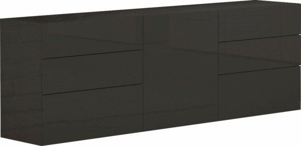 Credenza Metis 170 - 1 anta + 6 cassetti - Antracite Lucido - immagine 3