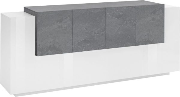 Credenza New Coro 200 - 7 ante - Bianco Lucido/Ardesia - immagine 3