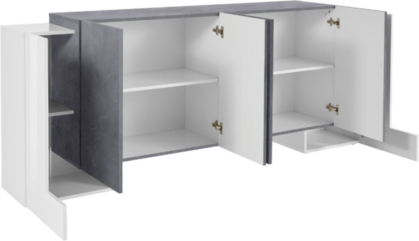 Credenza Pillon 210 - 2+4 ante - Bianco Lucido/Report - immagine 2