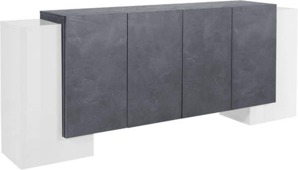 Credenza Pillon 210 - 2+4 ante - Bianco Lucido/Report - immagine 4