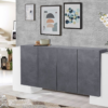 Credenza Pillon 210 - 2+4 ante - Bianco Lucido/Report