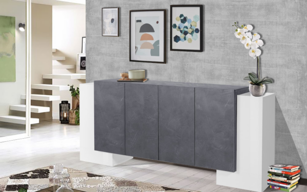 Credenza Pillon 210 - 2+4 ante - Bianco Lucido/Report