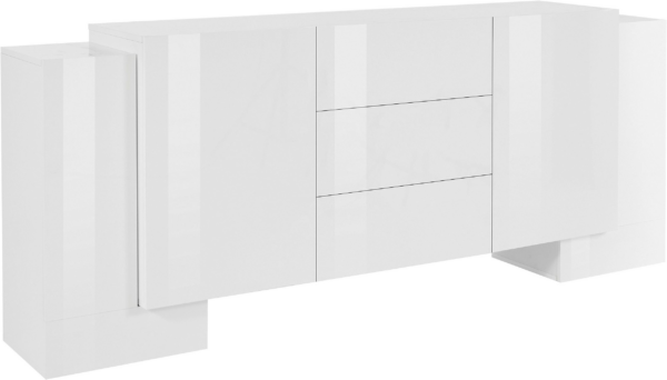 Credenza Pillon 210 -2+2 ante + 3 cassetti - Bianco Lucido - immagine 3