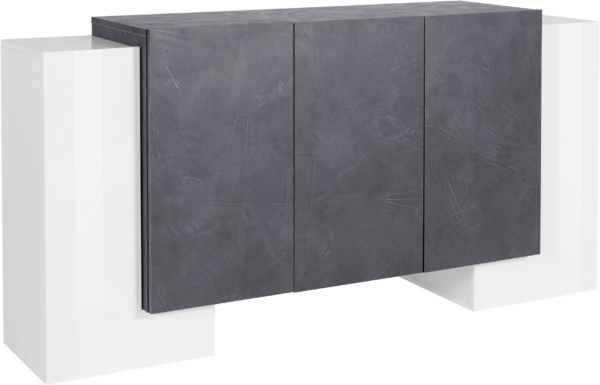 Credenza Pillon 170 -2 ante + 3 ante - Bianco Lucido/Report - immagine 4