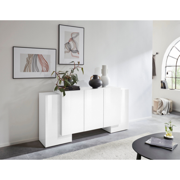 Credenza Pillon 170 - 2 ante + 3 ante - Bianco Lucido - immagine 2