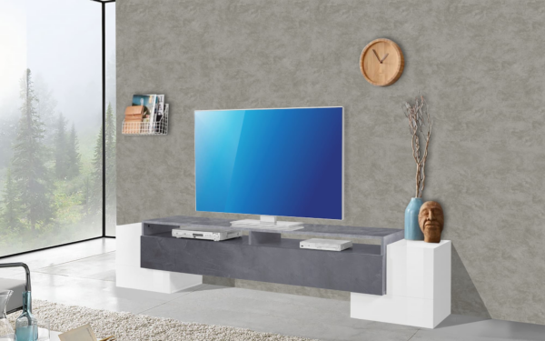 Porta TV Pillon 210 - 2+1 ante - Bianco Lucido/Report - immagine 4