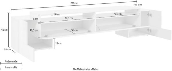 Porta TV Pillon 210 - 2+1 ante - Bianco Lucido - immagine 2