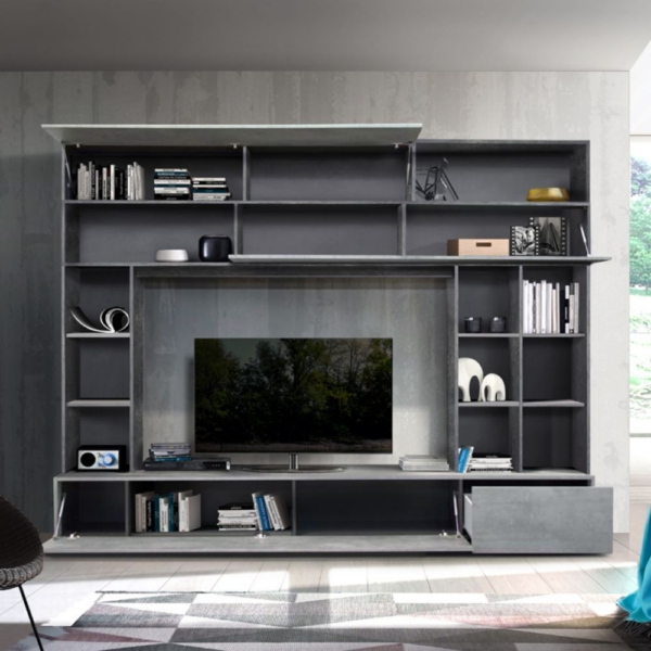 Parete attrezzata Boran grigio ossido beton - immagine 2