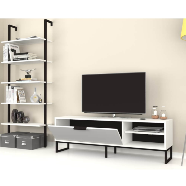 Parete attrezzata porta tv e libreria Way bianca - immagine 2