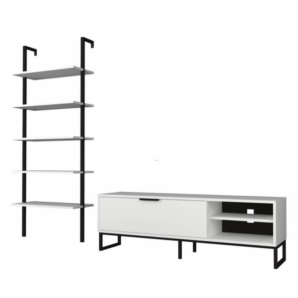 Parete attrezzata porta tv e libreria Way bianca - immagine 5