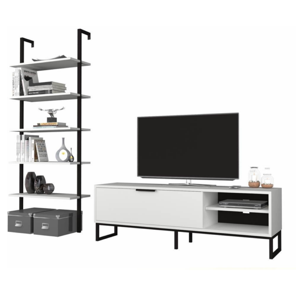 Parete attrezzata porta tv e libreria Way bianca - immagine 6