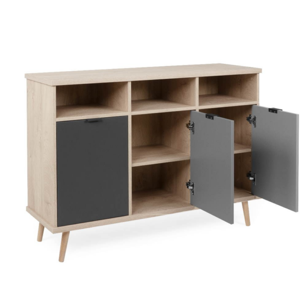 Credenza Epik 51 rovere antracite grigio 3 ante 120x40x88,3 - immagine 4