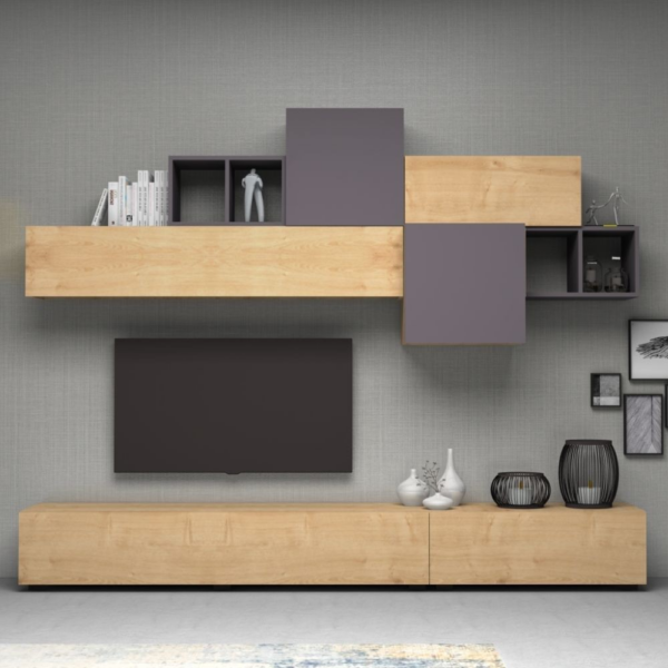 Parete attrezzata Tromen 260 cm. rovere grigio - immagine 2