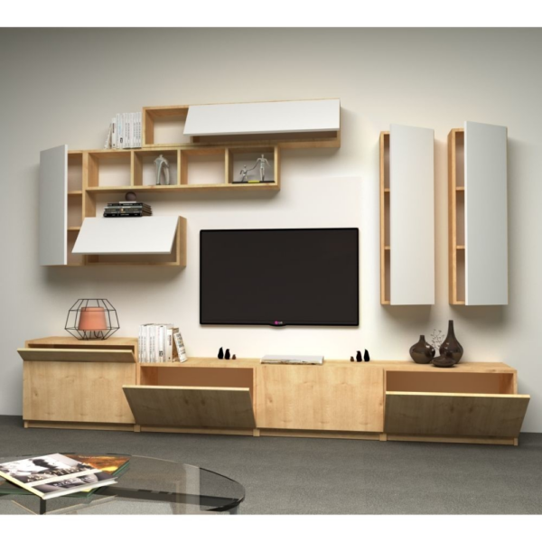 Parete attrezzata Domino 280 cm bianco rovere - immagine 2