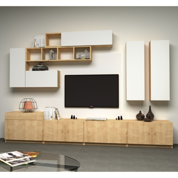 Parete attrezzata Domino 280 cm bianco rovere - immagine 3