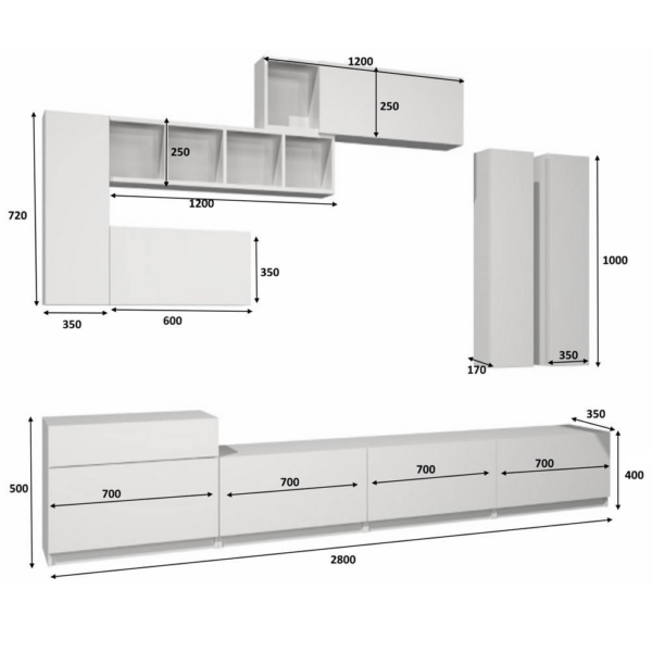 Parete attrezzata Domino 280 cm bianco rovere - immagine 4