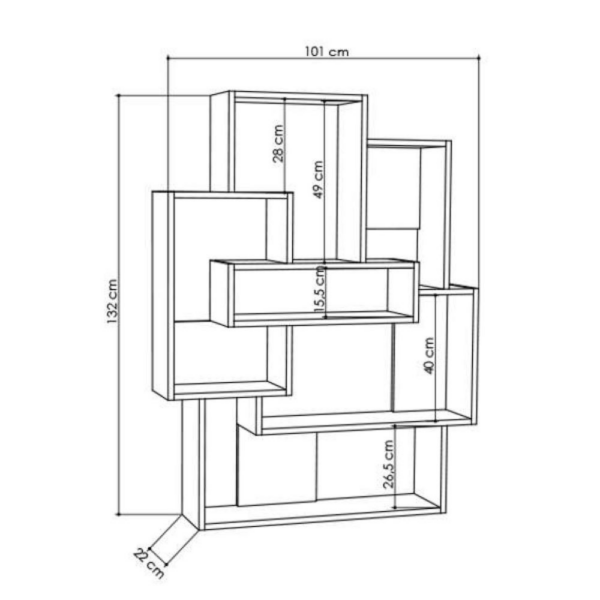 Libreria Barce bianco antracite 101x22x132h - immagine 3