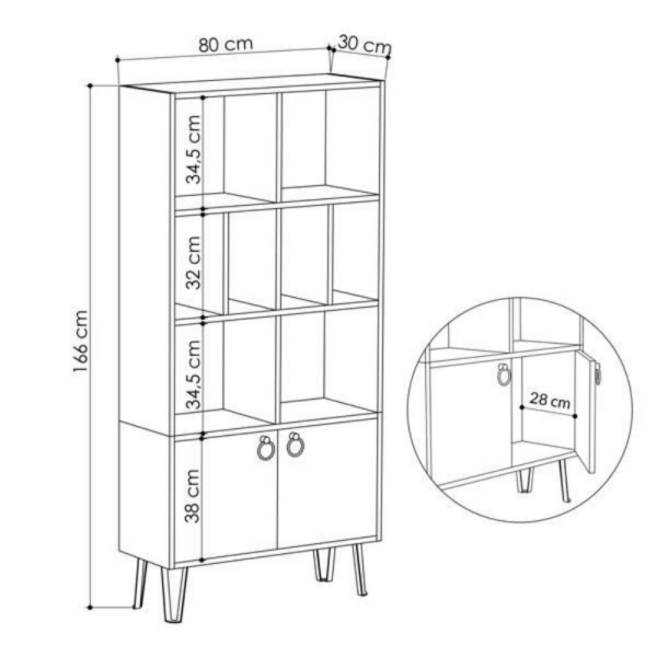 Libreria Bene con ante rovere bianco - immagine 4