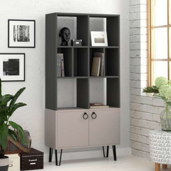 Libreria Bene con ante antracite tortora - immagine 2