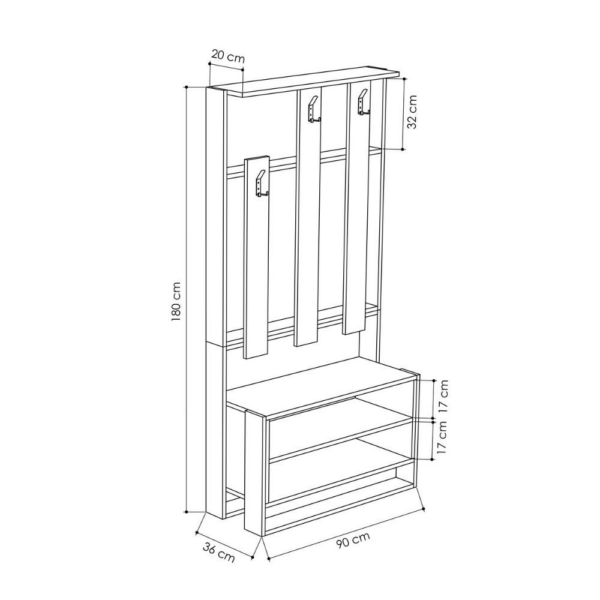 Mobile ingresso Chester bianco 90x36x180 - immagine 3
