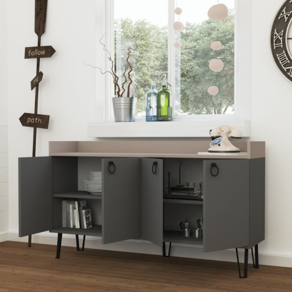 Madia Dea 4 ante antracite tortora 140x36x80 h - immagine 2