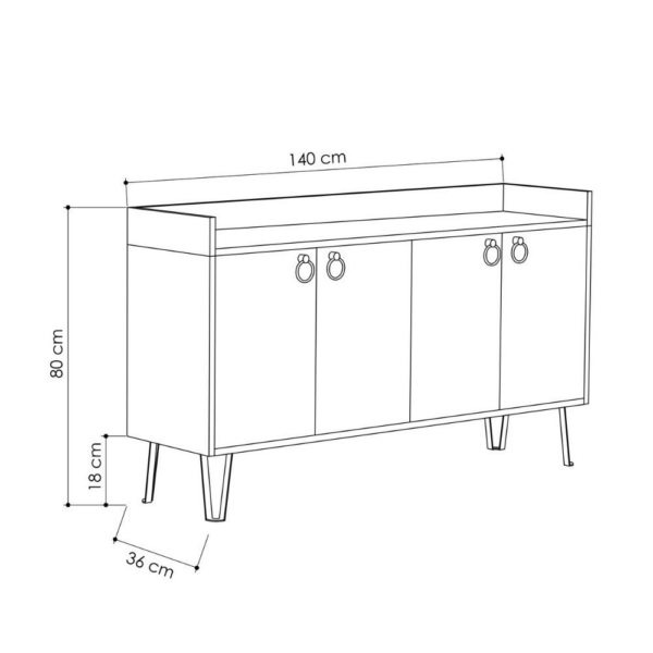 Madia Dea 4 ante antracite tortora 140x36x80 h - immagine 4