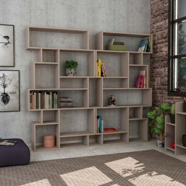 Libreria orizzontale bifacciale tortora Karmato - immagine 4