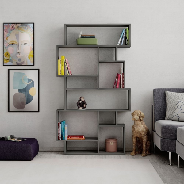 Libreria orizzontale Karmato bifacciale cemento - immagine 2