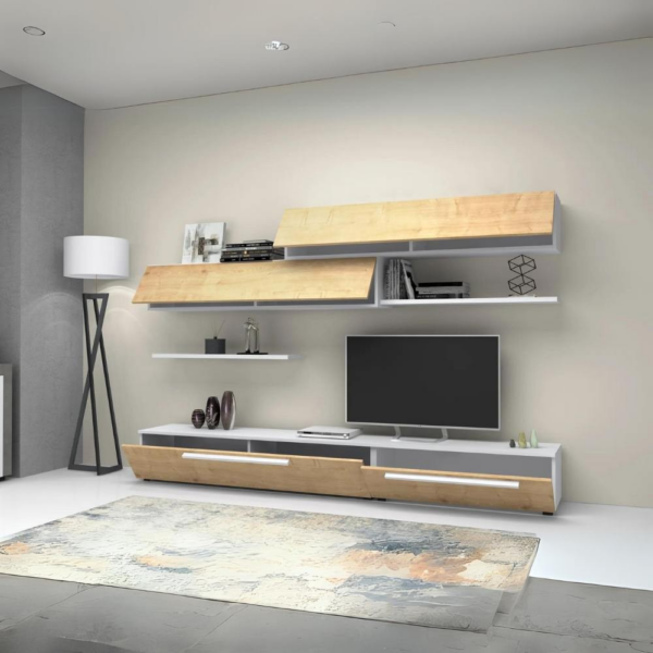 Parete attrezzata Kombat 260 rovere bianco larice - immagine 2